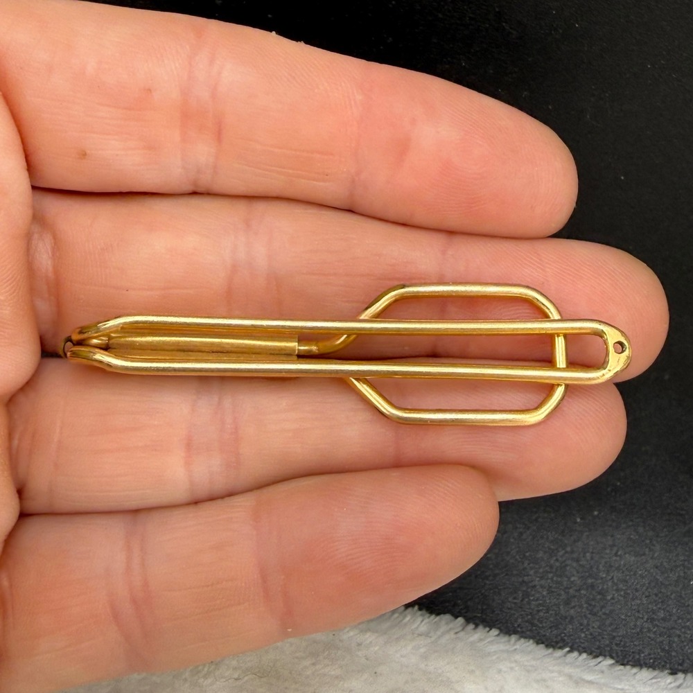 Vintage Campus Tie Bar Gold Filled Geometric Retro Accessory